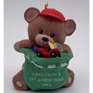 Hallmark Keepsake Ornament "Grandson's First Christmas 1992 " Teddy Bear VTG